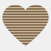 Horizontal Stripes - Khaki and Dark Brown Heart Stickers