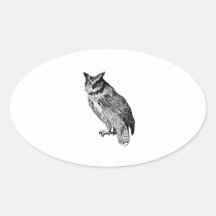 Horned Owl Owls Vintage Wood Engraving Sticker