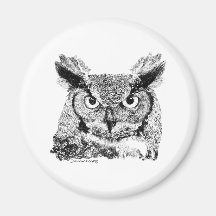 Horned Owl Refrigerator Magnets