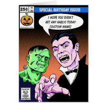 Horror comic style birthday cards