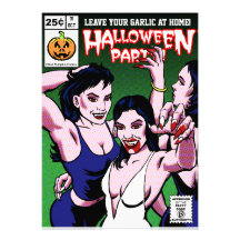Horror Comic Style Halloween Party Invitation