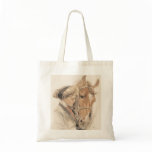 Horse and Beautiful Lady Vintage Tote Bag