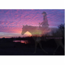 Horse and Rider in Sunset Cut Out