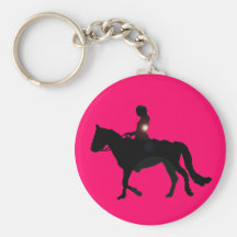 Horse and rider silhouette key chains