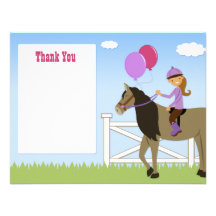 Horse Birthday Party Thank You Card Personalised Announcement