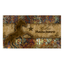 Horse Business Card Western Vintage Damask Rust