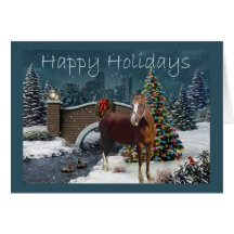 Horse Christmas Evening Card