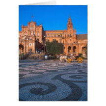 Horse drawn carriage in the Plaza de Espana in Greeting Card