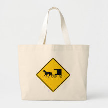 Horse-drawn Vehicle Traffic Highway Sign Tote Bags