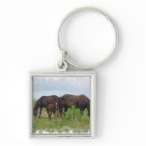 Horse Family Grazing Keychain
