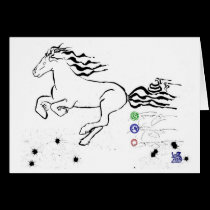 Horse galloping left (bw) [card] cards