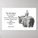 Horse, Girl in Pencil: Bible Verse: Romans 8:28 posters