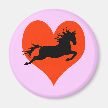 Horse In My Heart (black on red) Refrigerator Magnets