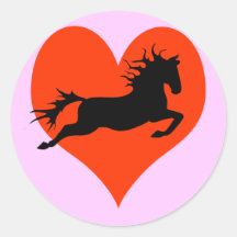 Horse In My Heart (black on red) Stickers