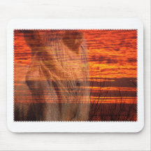 Horse in Orange Sky Mousepads