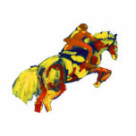Horse Jumping Abstract Red Yellow Blue theme Acrylic Cut Outs