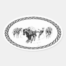 Horse Packing Euro Style Oval Stickers
