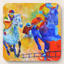 Horse race drink coaster