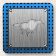 Horse Racing; metal-look Coaster