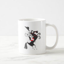 Horse rider performing pirouette rearing up coffee mugs