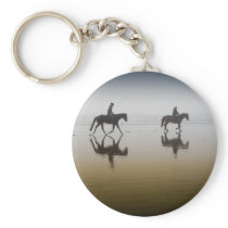 Horse riders at the beach keychain