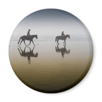 Horse riders at the beach refrigerator magnets