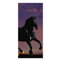 Horse silhouette galloping free at sunset personalized rack card