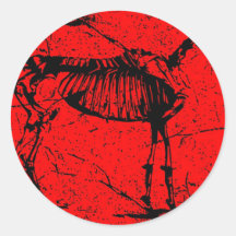 Horse skeleton red round stickers