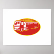 Horse Transport Truck Trailer Retro Poster