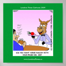 Horse Waiters Funny Cartoom Posters