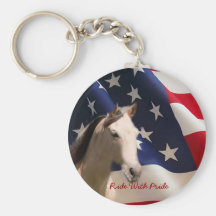 Horse With American Flag Keychain