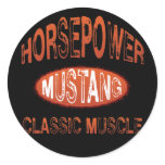HORSEPOWER MUSTANG ROUND STICKER