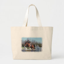 Horses and Show Jumping Jumbo Tote Canvas Bags