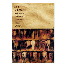 Horses' Hindquarters, Parchment Monogram Business Card