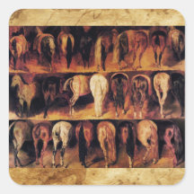 Horses' Hindquarters, Parchment Stickers