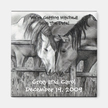 HORSES: HITCHED: MARRIAGE: SAVE DATE MAGNET