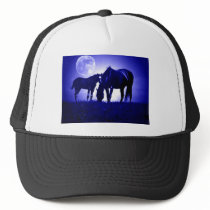 Horses in Blue Night Hat