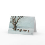 "Horses in Snow" Animal Art Greeting Card