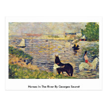 Horses In The River By Georges Seurat Postcards