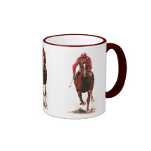 horses, jockey man coffee mug