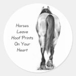 Horses Leave Hoofprints On Your Heart: Pencil Art Round Sticker