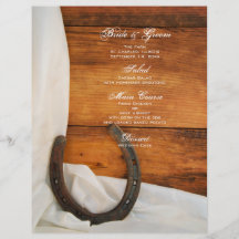 Horseshoe and Satin Country Wedding Menu Flyer Design