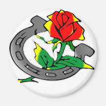 Horseshoe & Rose Tattoo Fridge Magnet