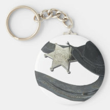 HorseshoeSheriffBadgeCowboyHat082611 Keychain
