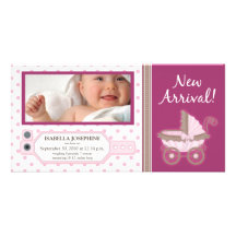 Hospital ID Tag Baby Birth Announcement: pink Photo Greeting Card
