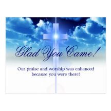 Hospitality: Illuminated Cros "Glad You Came" Card Postcards