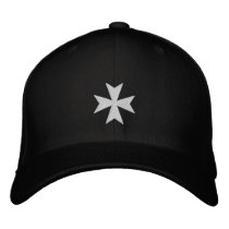 Hospitallers Black Embroidered Cross Hat Embroidered Baseball Cap