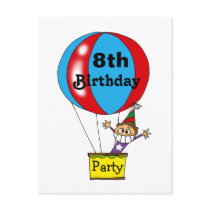 Hot air balloon 8th birthday party invitations