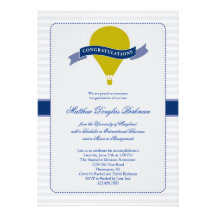 Hot Air Balloon Elegant Graduation Invitation