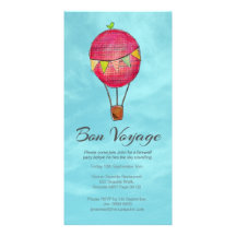 Hot Air Balloon Farewell Bon Voyage Party invite Custom Photo Card